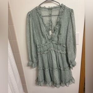 Light green / white deep v / open back